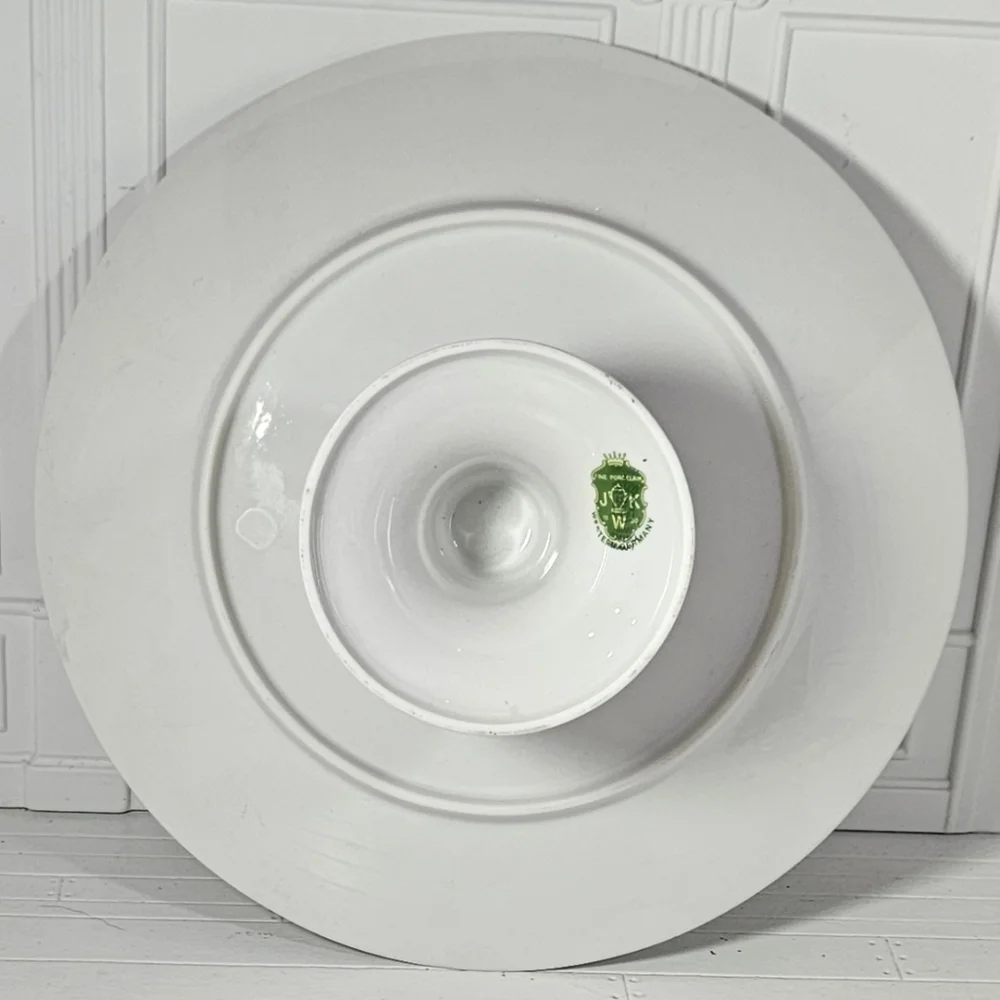 Vintage 12” JKW Western Germany Fine Porcelain Pedestal Cake Stand Footed - Picture 3 of 6